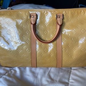 LOUIS VUITTON Yellow Monogram Vernis Mercer Keepall 45